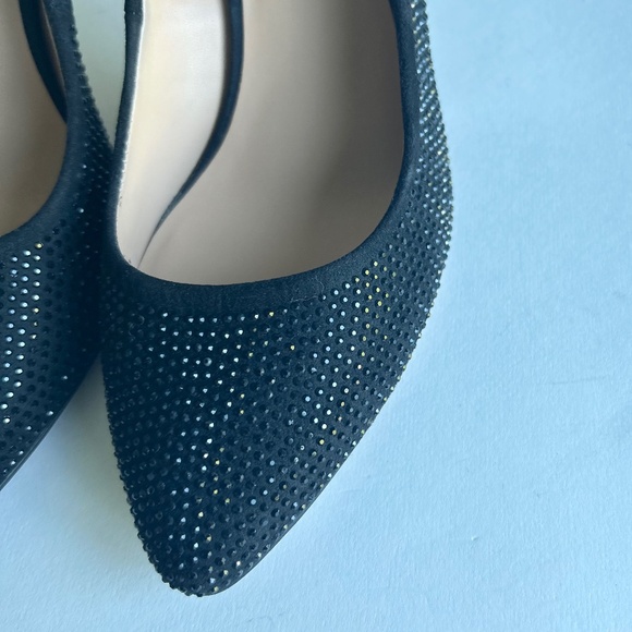 INC International Concepts Black Fabric Black Glitter Dots Almond Toe Pumps sz 8 - Picture 8 of 15